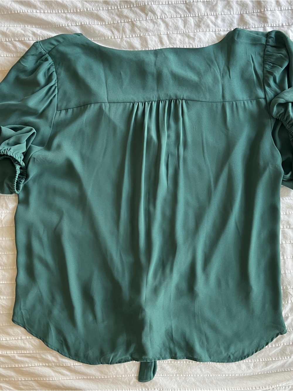 LOFT Teal Knot-Front V-Neck Blouse - Picture 5 of 6